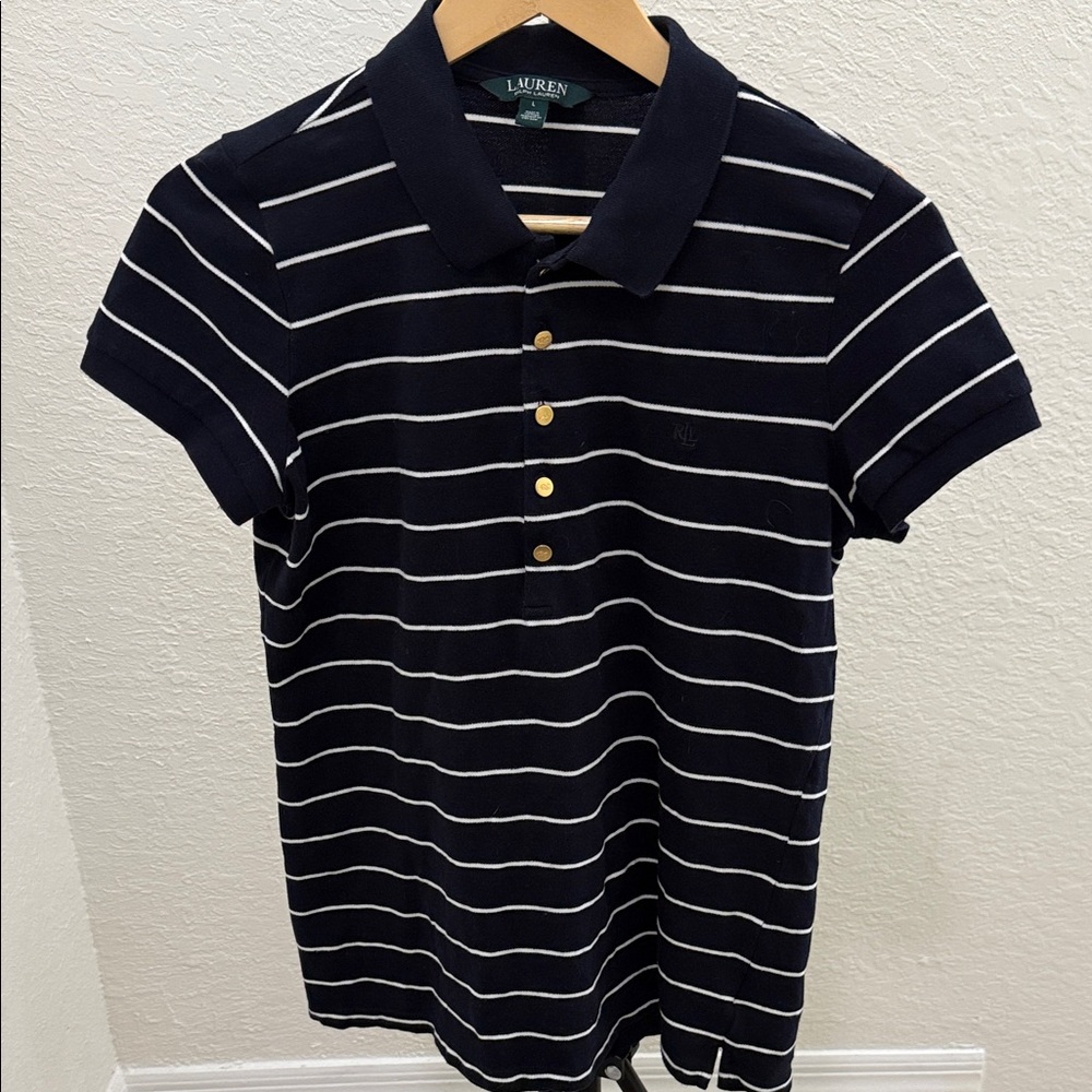 Lauren Ralph Lauren Navy and White Polo